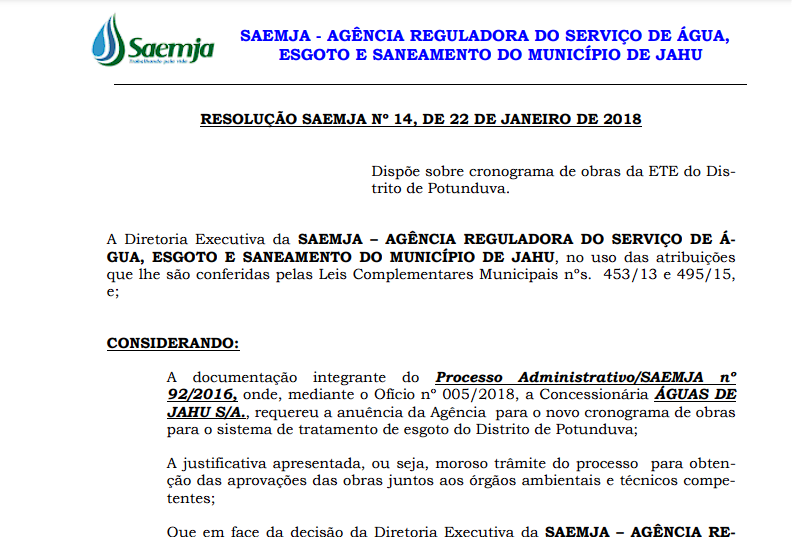 Resolução nº14/18 – Aprova Cron ETE