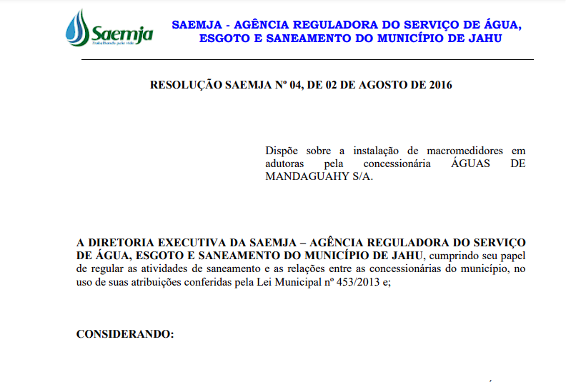Resolução nº04/16 – Macromedidores