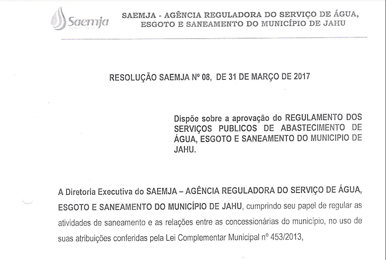Resolução Nº 08/17 – Aprovação de Regulamento