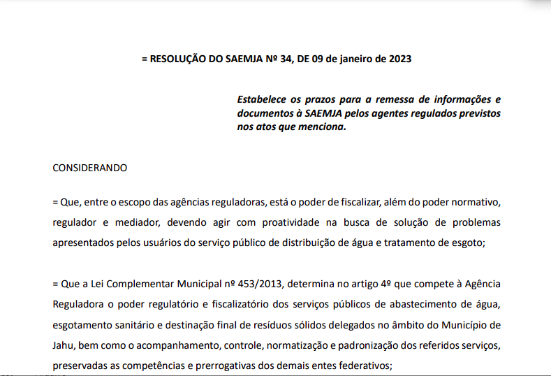 Resolução Nº 34/23 – Estabelece Prazos para remessa de informações e documentos.