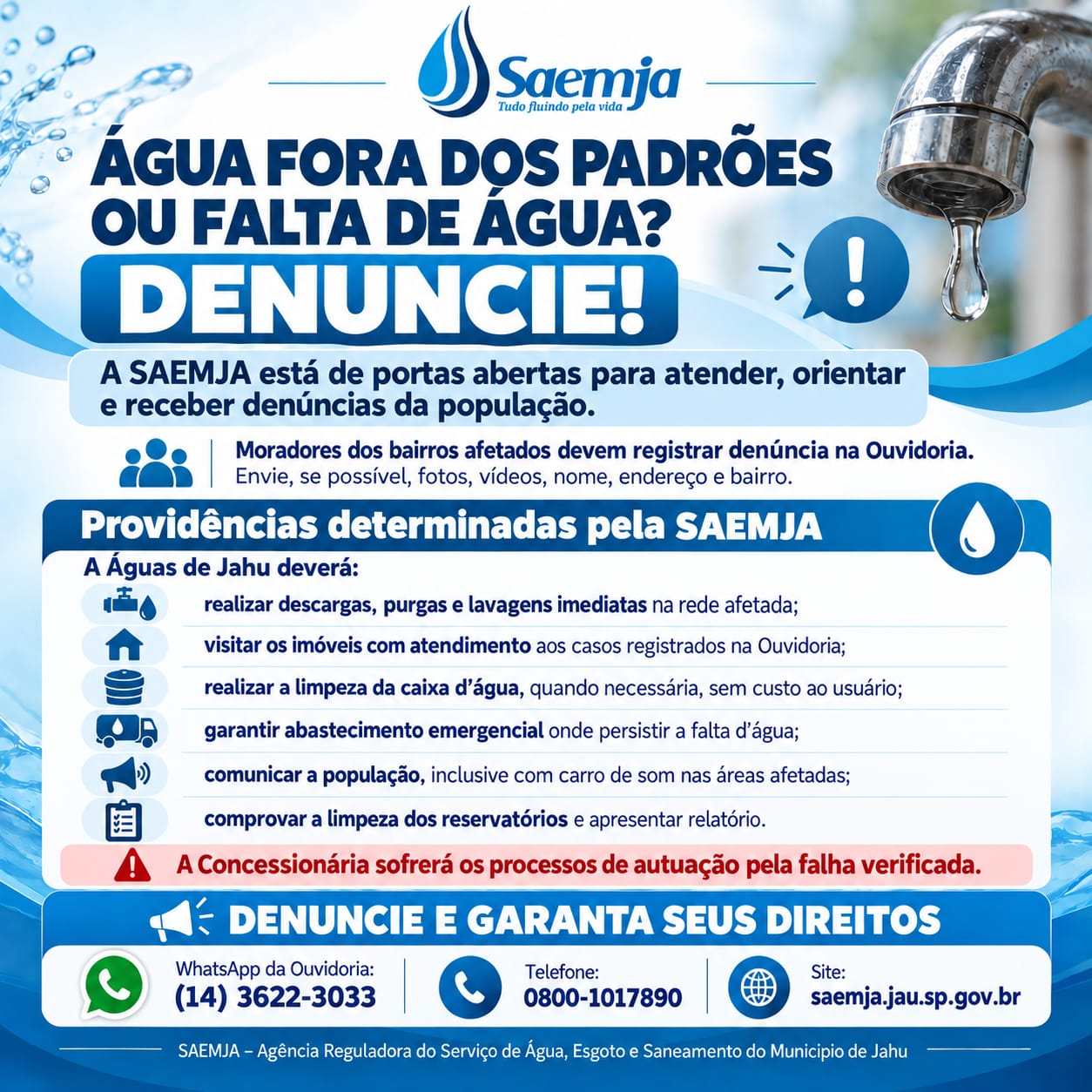 Água fora dos padrões ou falta de água ?